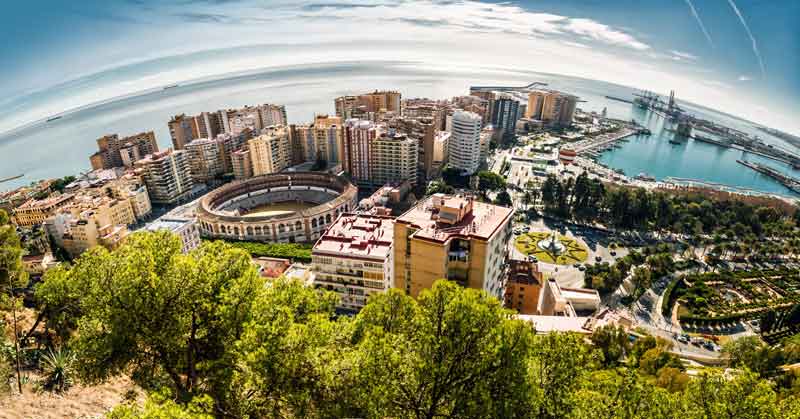 Panorama udsigt over Malaga